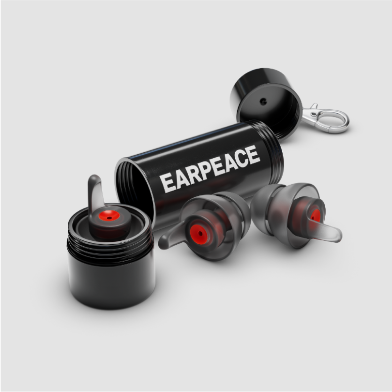 Moto earplugs and open carrying case