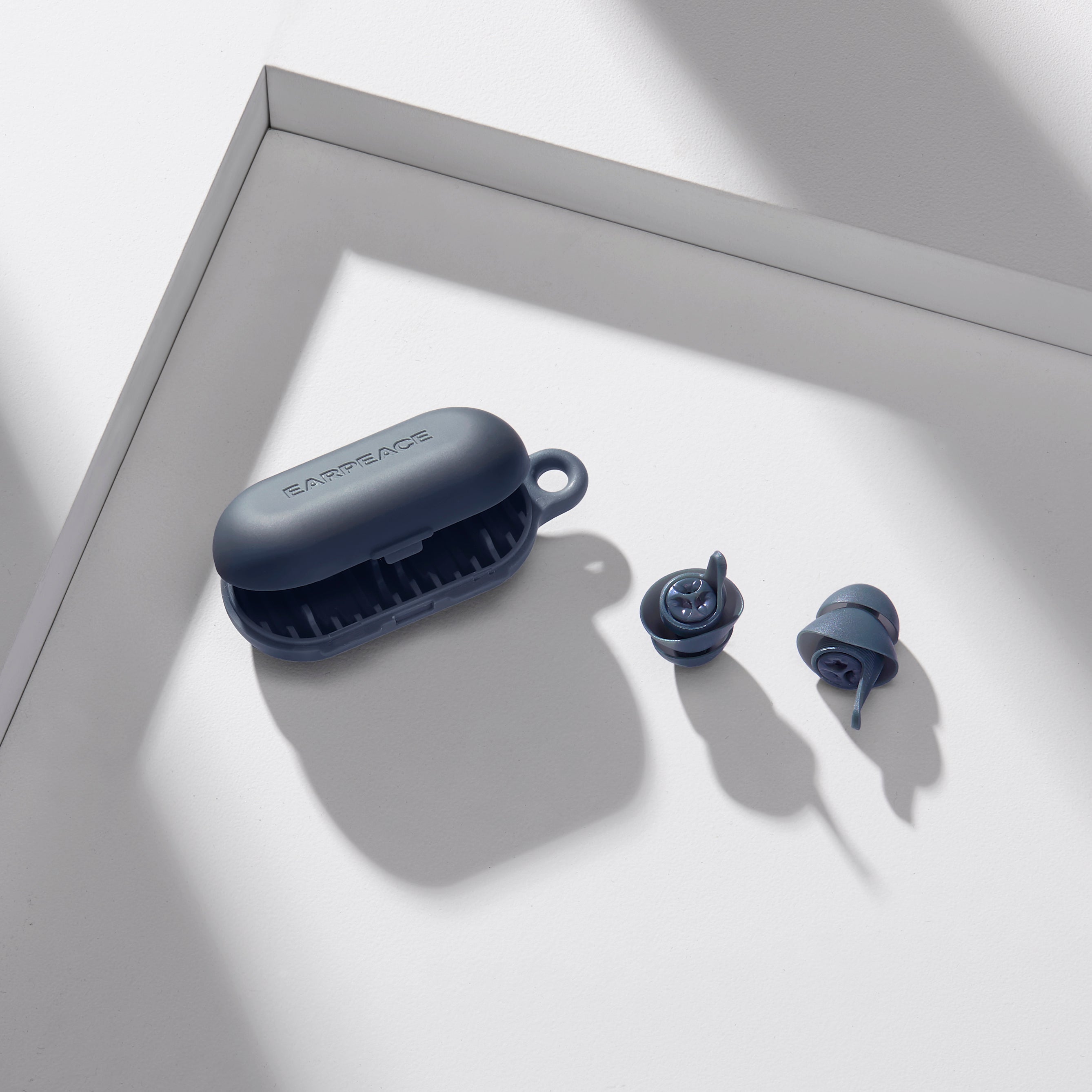 earpeace everyday navy case and two navy earplugs #color_navy