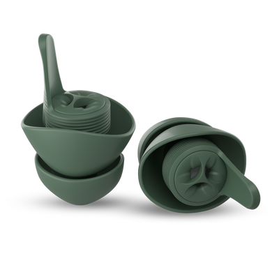 A pair of everyday earplugs in forest #color_forest
