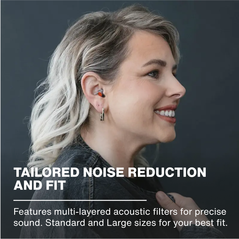Moto PRO earplugs feature tailored noise reduction and standard and large earplug sizes for your best fit