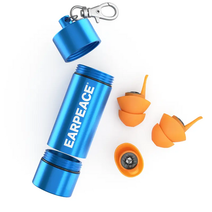 Adventure PRO earplugs and open carrying case